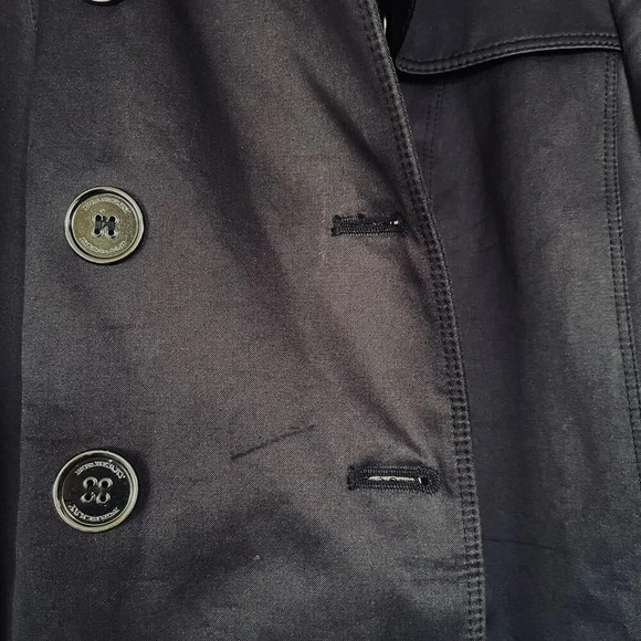 Burberry London Trench Coat Jacket Mid Length Double Breasted Black Size 6 - Picture 3 of 16